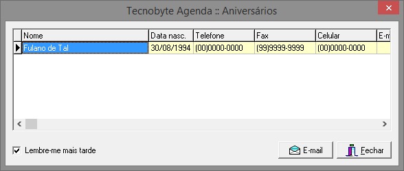 Lembrete de aniversários